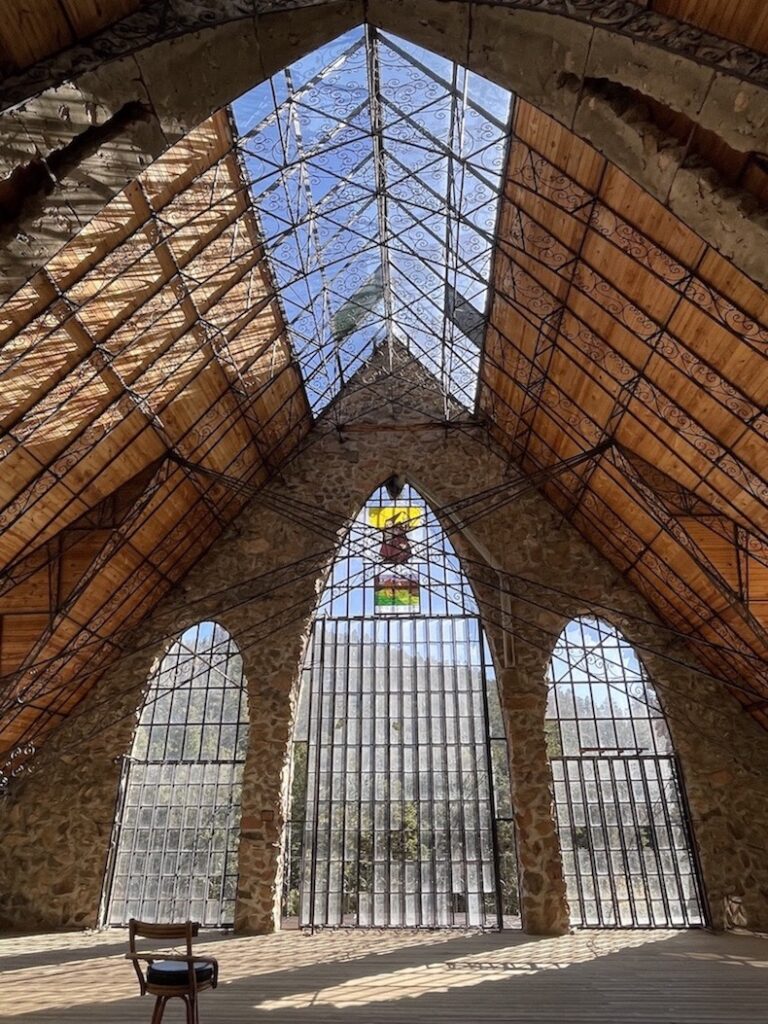 Bishop Caste Colorado inside stained glass
